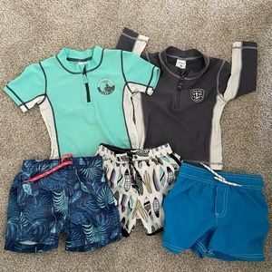 LOT - toddler boy rashguards and swim trunks